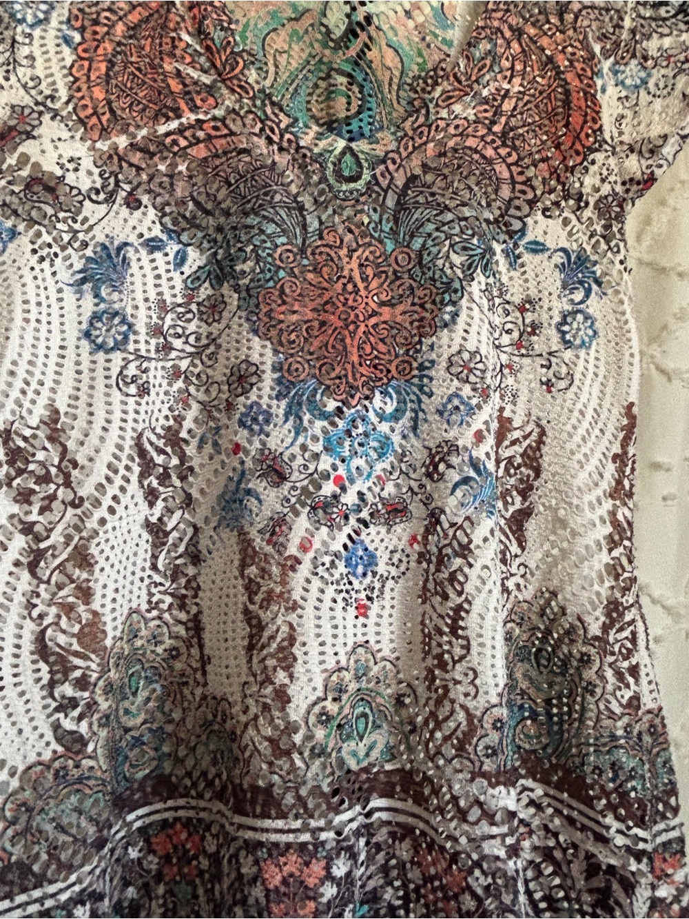 Body Central Mesh Paisley Boho Top Large Festival Y2K - Picture 3 of 5